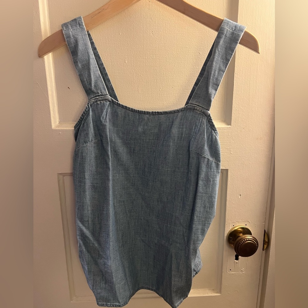 J. Crew Women's lightweight cotton chambray square neck top